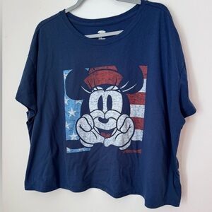 Disney Old Navy Minnie Mouse cropped xxl 2x tee shirt short sleeve blue
